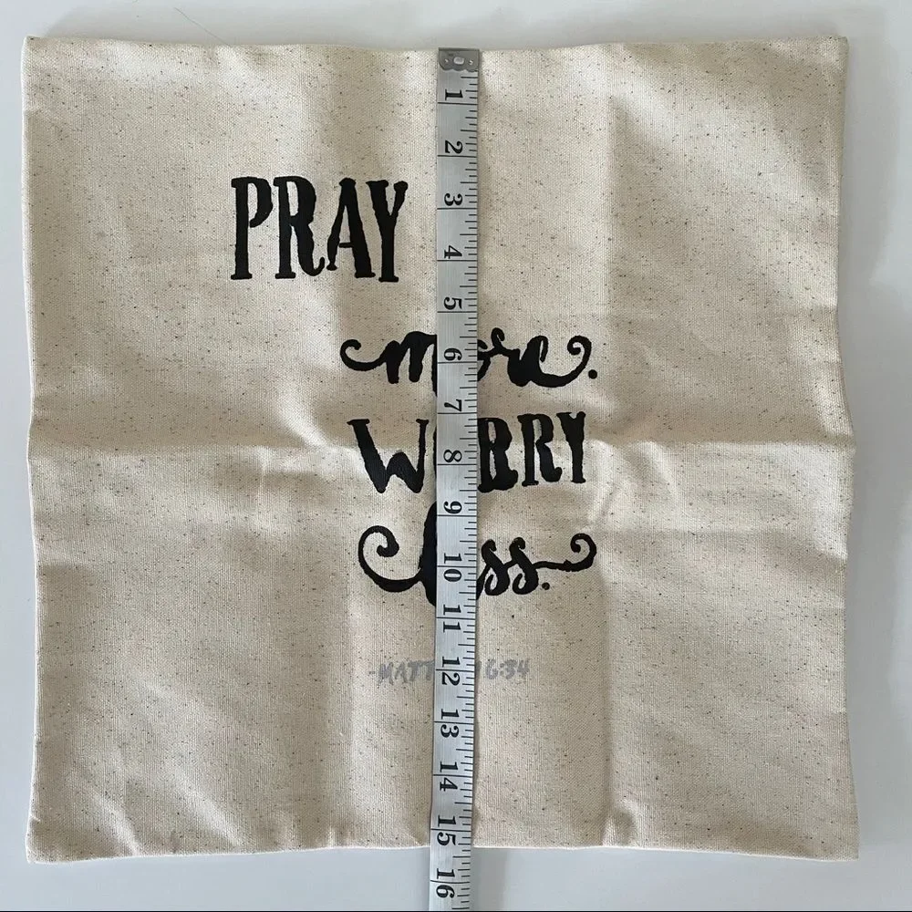 Pray More Worry Less Canvas Accent Pillow Cover